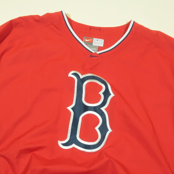 Vintage Nike Boston Red Sox Pullover Mens 2XL Red Windbreaker Swoosh V Neck Y2K - Picture 1 of 6